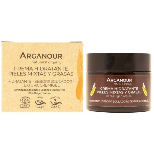 Arganour Crema Hidratante Pieles Mixtas Y Grasas Crema de día hidratante seboreguladora 100 % natural 50 ml