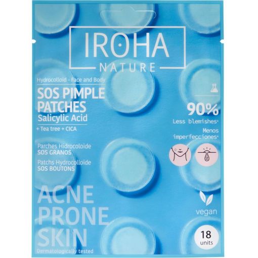 Iroha Nature Sos Granos Parches Parches antigranos ayudan a absorber el sebo de forma rápida y efectiva 18 uds