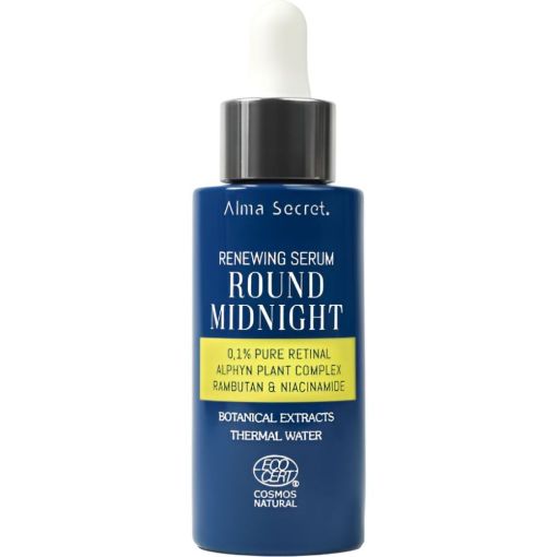 Alma Secret Round Midnight 0,1% Pure Retinal Renewing Serum Sérum noche antiedad renueva unifica el tono reafirma alisa arrugas reduce manchas y rejuvenece 30 ml