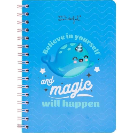 Mr. Wonderful Libreta A5 Believe In Yourself And Magic Will Happen Libreta con interior de hojas blancas y portada en 3d ideal para tus apuntes 80 páginas