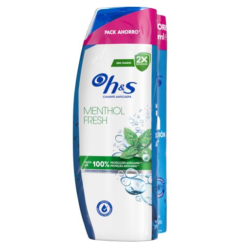 H&S Champú Menthol Fresh Duplo Pack Ahorro Champú anticaspa elimina el picor y la sequedad acabado bonito y saludable 2x400 ml