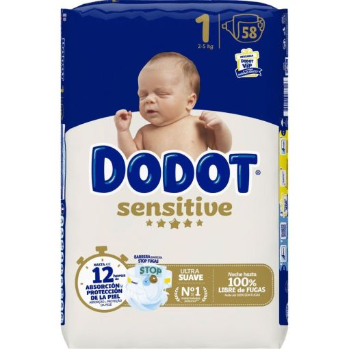 Dodot Pañales Sensitive 2-5 Kg Talla 1 Pañal para recién nacido ofrece máxima protección y absorción