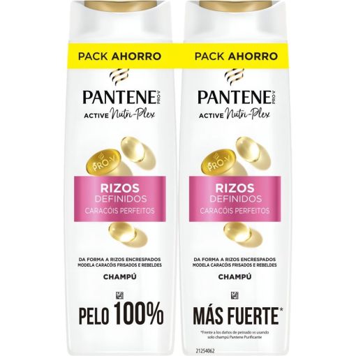 Pantene Pro-V Nutri-Plex Rizos Definidos Champú Duplo Pack Ahorro Champú hidratante y nutritivo doma define y nutre para cabello rizado o encaracolado 2x325 ml