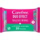 Carefree Duo Effect Toallitas Íntimas Toallitas íntimas ofrecen frescor y cuidado con té verde y aloe vera 20 uds