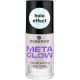 Essence Meta Glow Transforming Top Coat Tratamiento superior de brillo semitransparente plateado y azul duocromático