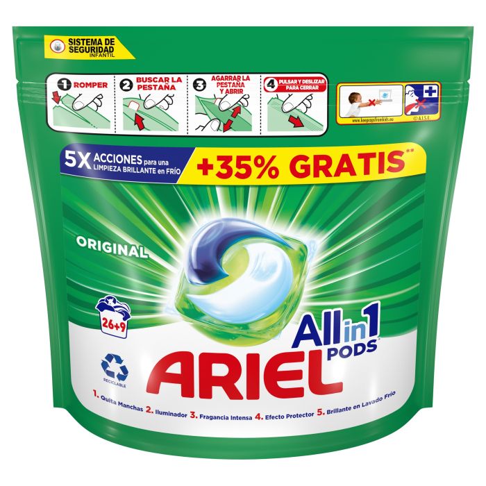 Ariel pods perfume Active todo en uno 32 capsulas detergente para