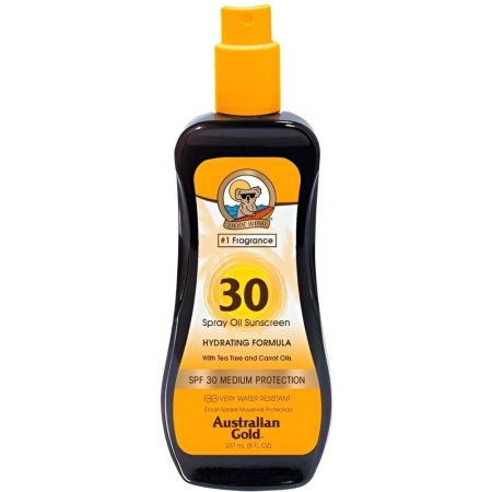 Australian Gold Spray Oil Sunscreen Spf 30 Aceite bronceador con zanahoria muy resistente al agua para bronceado perfecto 237 ml