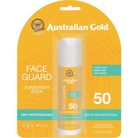 Australian Gold Face Guard Sunscreen Stick Spf 50 Protector solar facial resistente al agua protege del viento 14 gr