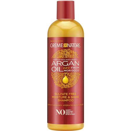 Creme Of Nature Argan Oil Sulfate Free Moisture & Shine Shampoo Champú hidratante desenreda y limpia suavemente ofreciendo birllo con aceite de argán 354 ml