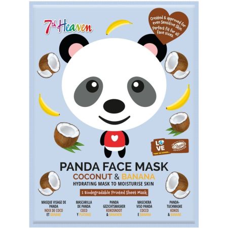 7th Heaven Panda Face Mask Mascarilla de tela refrescante de coco y plátano