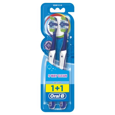 Oral-B Cepillo Dental Complete 5 Way Clean Medio Duplo Cepillo de dientes para limpiar de forma completa 2 uds