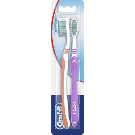 Oral-B Cepillo De Dientes Extra Value 1.2.3 Shiny Clean Medio Duplo Cepillo de dientes para una limpieza profunda 2 uds