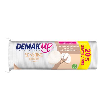 Demak-Up Discos Desmaquillantes Sensitive Formato Especial Discos desmaquillantes con propiedades suavizantes y calmantes 72 uds