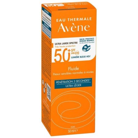 Avène Fluide Spf 50+ Fluido solar facial resistente al agua sin siliconas 50 ml