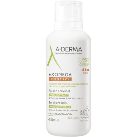 A-Derma Exomega Control Baume Emollient Bálsamo emoliente enriquecido estéril y sin conservantes 400 ml