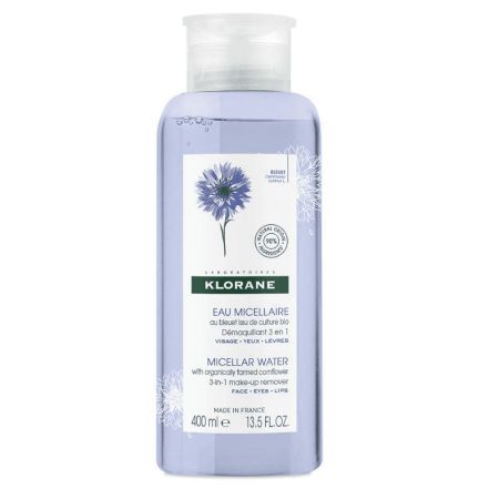 Klorane Micellar Water With Organically Farmed Cornflower Desmaquillante calmante suave y sin perfumes ideal para rostro y ojos 400 ml