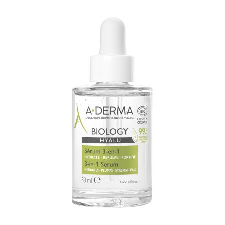 A-Derma Biology Hyalu Sérum 3-En-1 Sérum vegano hidratante refuerza la barrera cutánea hidrata y rellena 200 ml