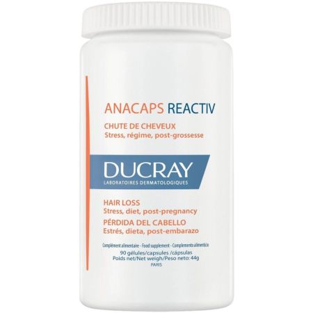 Ducray Anacaps Reactiv Complemento Alimenticio Complemento alimenticio fortalece el cabello el cuero cabelludo y las uñas 90 uds