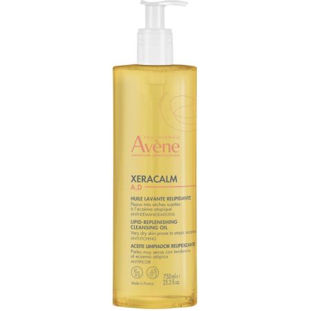 Avène Xeracalm A.D Aceite Limpiador Relipidizante Aceite corporal limpiador calmante alivia reduce el picor y la irritación y estimula las defensas 750 ml