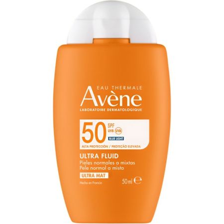 Avène Ultra Fluid Spf 50+ Fluido solar resistente al agua y matificante con complejo antioxidante 50 ml