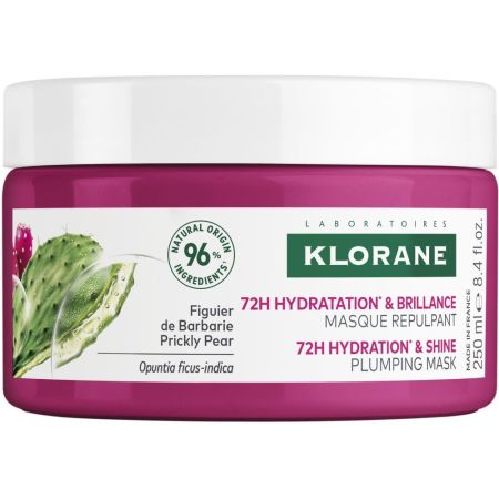 Klorane 72h Hydration & Shine Plumping Mask Mascarilla vegana hidrata rellena y restaura el brillo para cabello deshidratado y apagado 250 ml