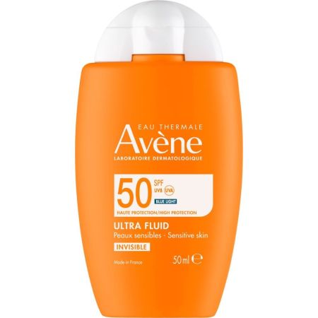 Avène Ultra Fluid Invisible Spf 50 Fluido solar invisible resistente al agua con complejo antioxidante para acabado imperceptible 50 ml