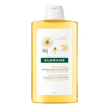 Klorane Blond Highlights Shampoo With Chamomile Champú lava y desenreda ofreciendo suavidad y brillo para cabello teñido rubio 400 ml