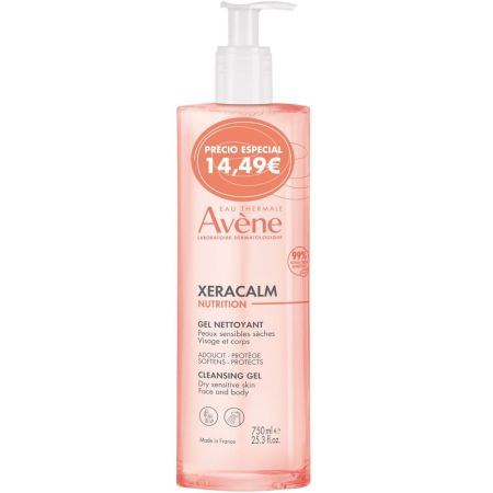 Avène Xeracalm Nutrition Gel Nettoyant Precio Especial Gel corporal limpiador sin jabón y no pica en los ojos ofrece comodidad y es apto para toda la familia 750 ml