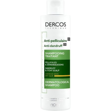 Vichy Dercos Shampooing Traitant Cabellos Secos Champú de doble eficacia contra la caspa adherente y la reaparición 200 ml