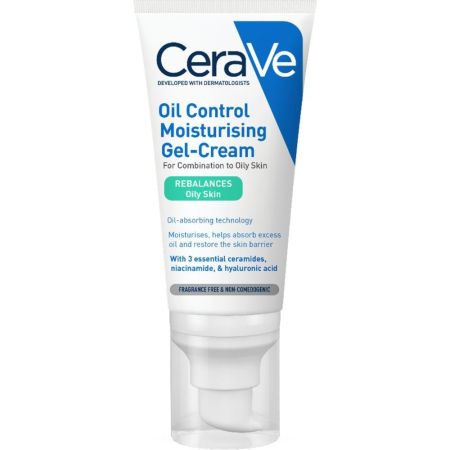 Cerave Oil Control Moisturising Gel-Cream Crema hidratante ligera absorbe el exceso de grasa ofreciendo acabado mate hasta 8 horas 52 ml