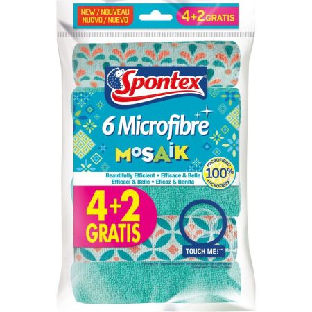 Spontex Bayeta 6 Microfibre Mosaik Formato Especial Bayeta de microfibra diseño atractivo aporta un toque de color a tu hogar 6 uds