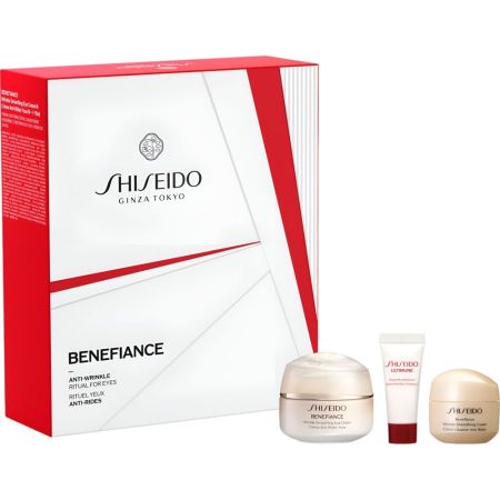 Shiseido Benefiance Wrinkle Smoothing Eye Cream Estuche Contorno de ojos antiedad hidrata y corrige para brillo de aspecto juvenil 48 horas 15 ml