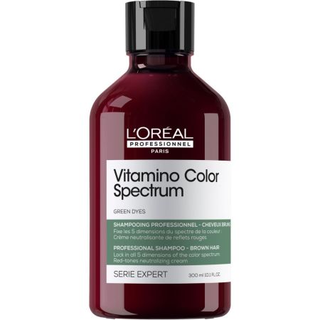 L'Oreal Professionnel Vitamino Color Sprectrum Shampooing Cheveux Bruns Champú profesional ofrece suavidad y brillo neutralizando tonos rojizos para cabello castaño oscuro 300 ml