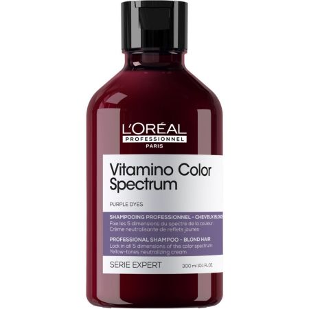 L'Oreal Professionnel Vitamino Color Sprectrum Shampooing Cheveux Blonds Champú profesional ofrece suavidad y brillo neutralizando tonos rubios para cabello rubio 300 ml