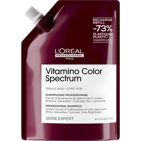 L'Oreal Professionnel Vitamino Color Sprectrum Shampooing Recarga Champú profesional nutritivo de textura cremosa protege y prolonga el color para cabello teñido500 ml