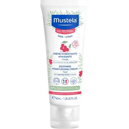 Mustela Soothing Moisturizing Cream Face Crema facial alivia las pequeñas rojeces visibles y la sensación de picor y de tirantez con schisandra bio 40 ml