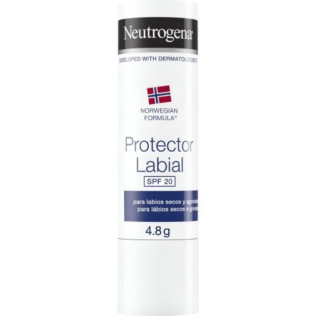 Neutrogena Protector Labial Spf 20 Bálsamo labial con protección solar protege aliviando labios secos y agrietados para mayor hidratación 4,8 gr