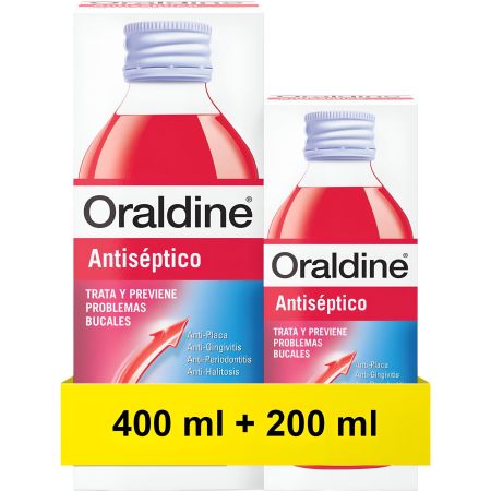 Oraldine Colutorio Antiséptico Formato Especial Enjuage bucal antigingivitis trata y previene problemas bucales 600 ml