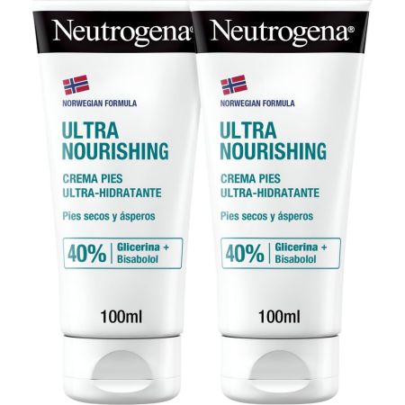 Neutrogena Crema Pies Ultra-Hidratante Duplo Crema hidratante y reparadora para pies secos y estropeados 2x100 ml