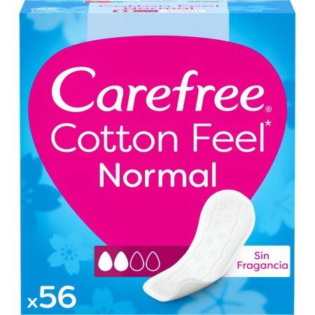 Carefree Cotton Sin Fragancia Protegeslips Protegeslip de rápida absorción sin fragancia antifugas máxima protección