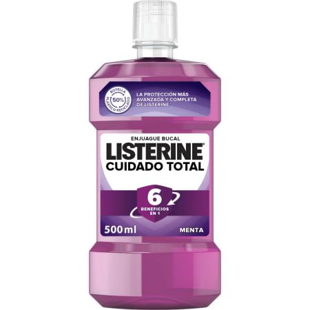 Listerine Cuidado Total Enjuage Bucal Colutorio garantiza limpieza y protección completa aportando 6 beneficios para la salud dental