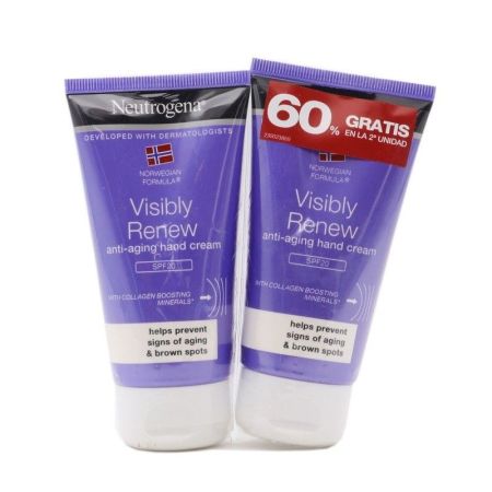 Neutrogena Visibly Renew Anti-Aging Hand Cream Spf 20 Duplo Crema de manos antiedad elasticidad intensa 2x75 ml