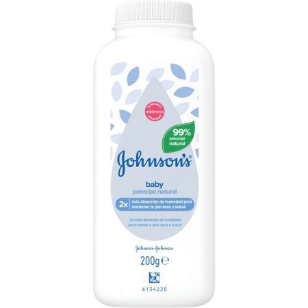 Johnson'S Baby Polvo Natural Polvos narurales absorben el exceso de humedad de la piel del bebé con aroma clásico y limpio 200 gr