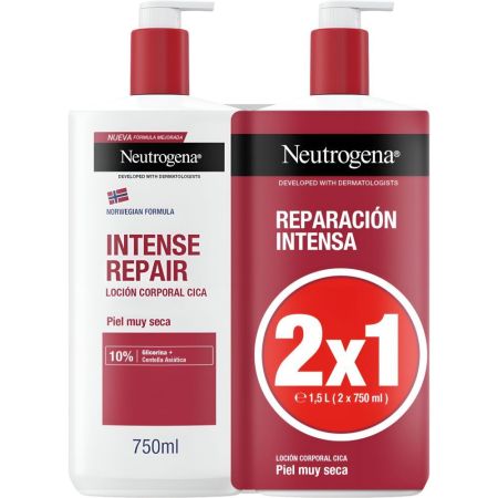 Neutrogena Reparación Intensa Loción Corporal 2x1 Formato Especial Loción corporal reparadora e hidratante no grasa 72 horas 2x750 ml