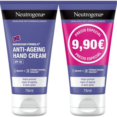 Neutrogena Visibly Renew Anti-Aging Hand Cream Spf 20 Duplo Crema de manos antiedad elasticidad intensa 2x75 ml