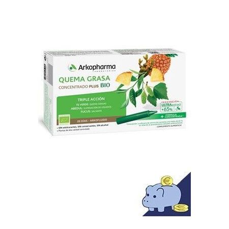 Arkopharma Quema Grasa Concentrado Plus Bio Complemento Alimenticio Complemento alimenticio natural para quemar grasas 20x15 ml