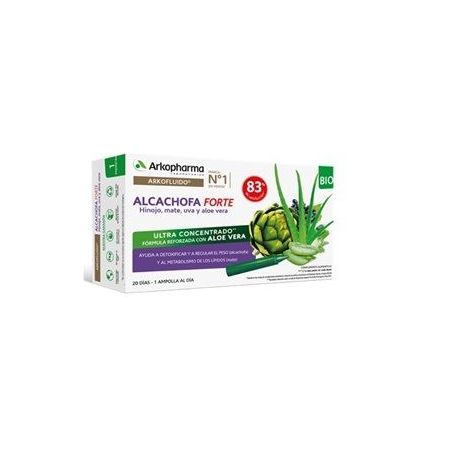 Arkopharma Arkofluido Alcachofa Forte Complemento Alimenticio Complemento alimenticio con extractos de plantas contribuye a la pérdida de peso 20 uds