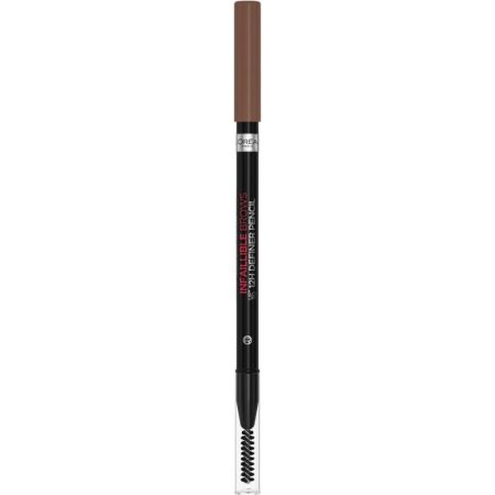 L'Oreal Infaillible Brows 12h Definer Pencil Lápiz de cejas define y rellena con cepillo para difuminar y peinar