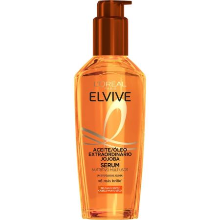 Elvive Aceite Extraordinario Jojoba Sérum nutritivo multiusos sin aclarado antiencrespamiento nutre hidrata e ilumina para cabello muy seco 100 ml