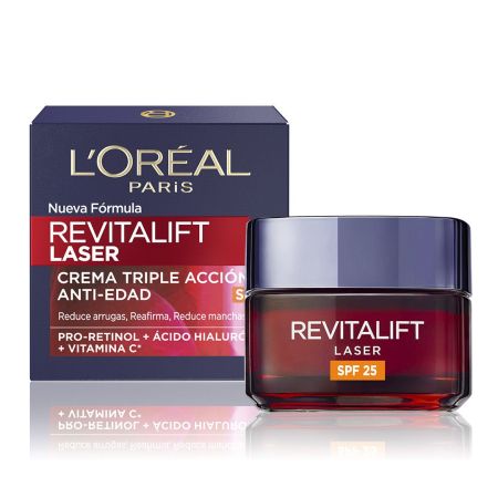 L'Oreal Revitalift Laser Crema Anti-Edad Renovadora Spf 25 Crema de día antiedad corrige arrugas unifica el tono previene y elimina las manchas 50 ml